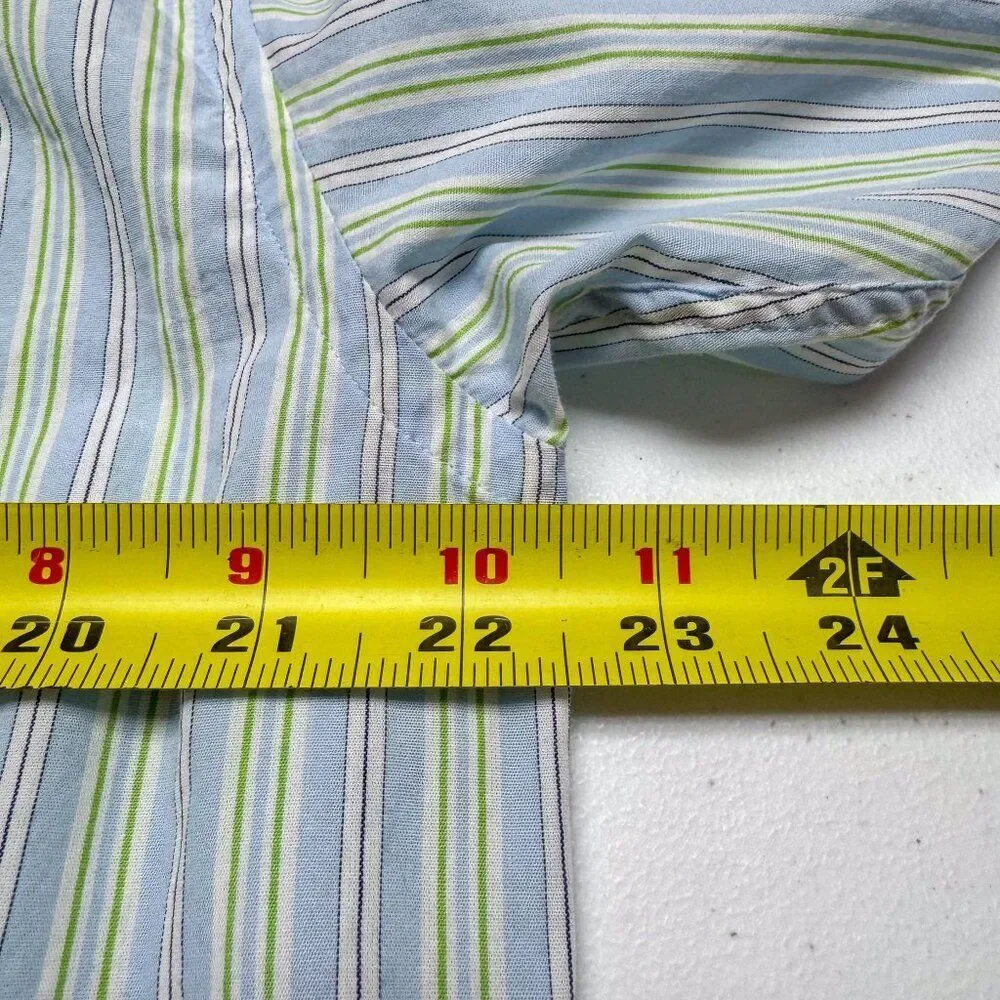 Banana Republic Shirt Mens 15 15.5 Blue White Stripe Shirt Business Casual Prepp